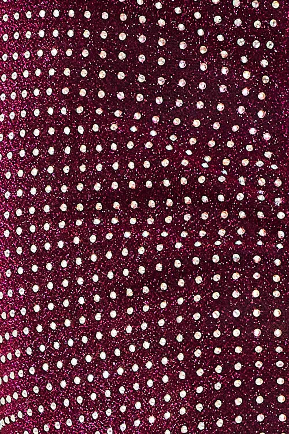 Metallic Knit Mini Dress With Rhinestone Detail - Asymmetric Neckline BOUTINIE