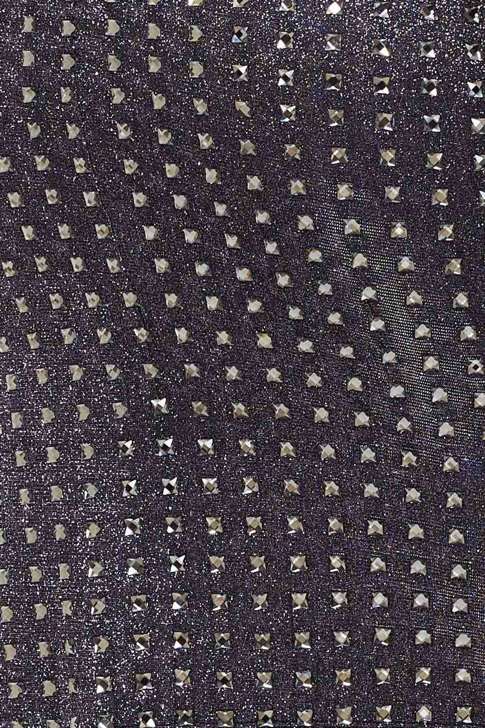 Shiny Knit Mini Dress - Square Neck With Rhinestone Detail BOUTINIE