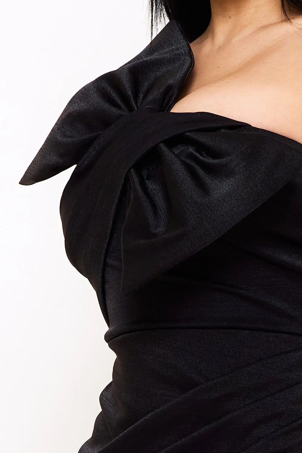 Metallic Mini Dress With Bow Front & One Shoulder Strap BOUTINIE