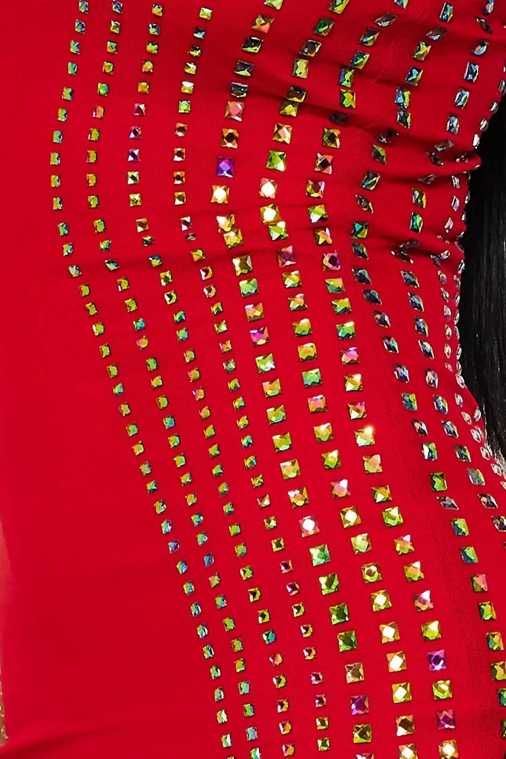 Power Mesh Mini Dress | Rhinestone Halter Neck Zipper Back BOUTINIE