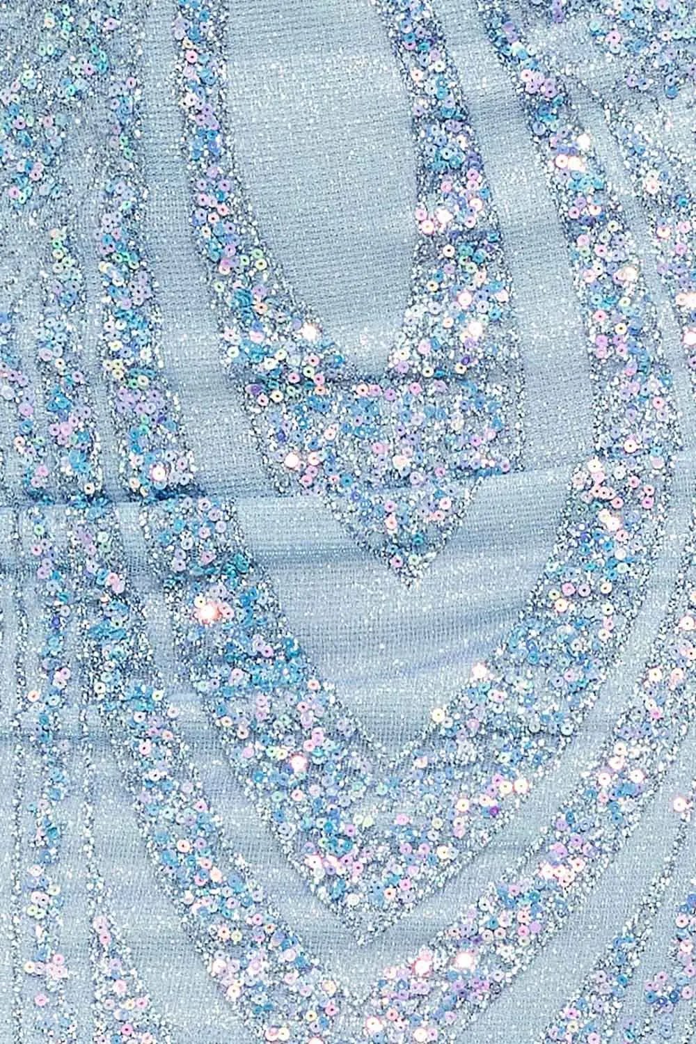 Glitter Sequin Mini Dress - Mesh Double Shoulder Strap Open Back BOUTINIE