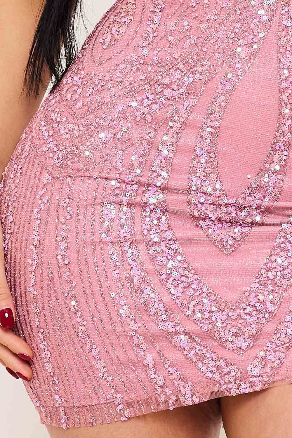 Glitter Sequin Mini Dress - Mesh Double Shoulder Strap Open Back BOUTINIE