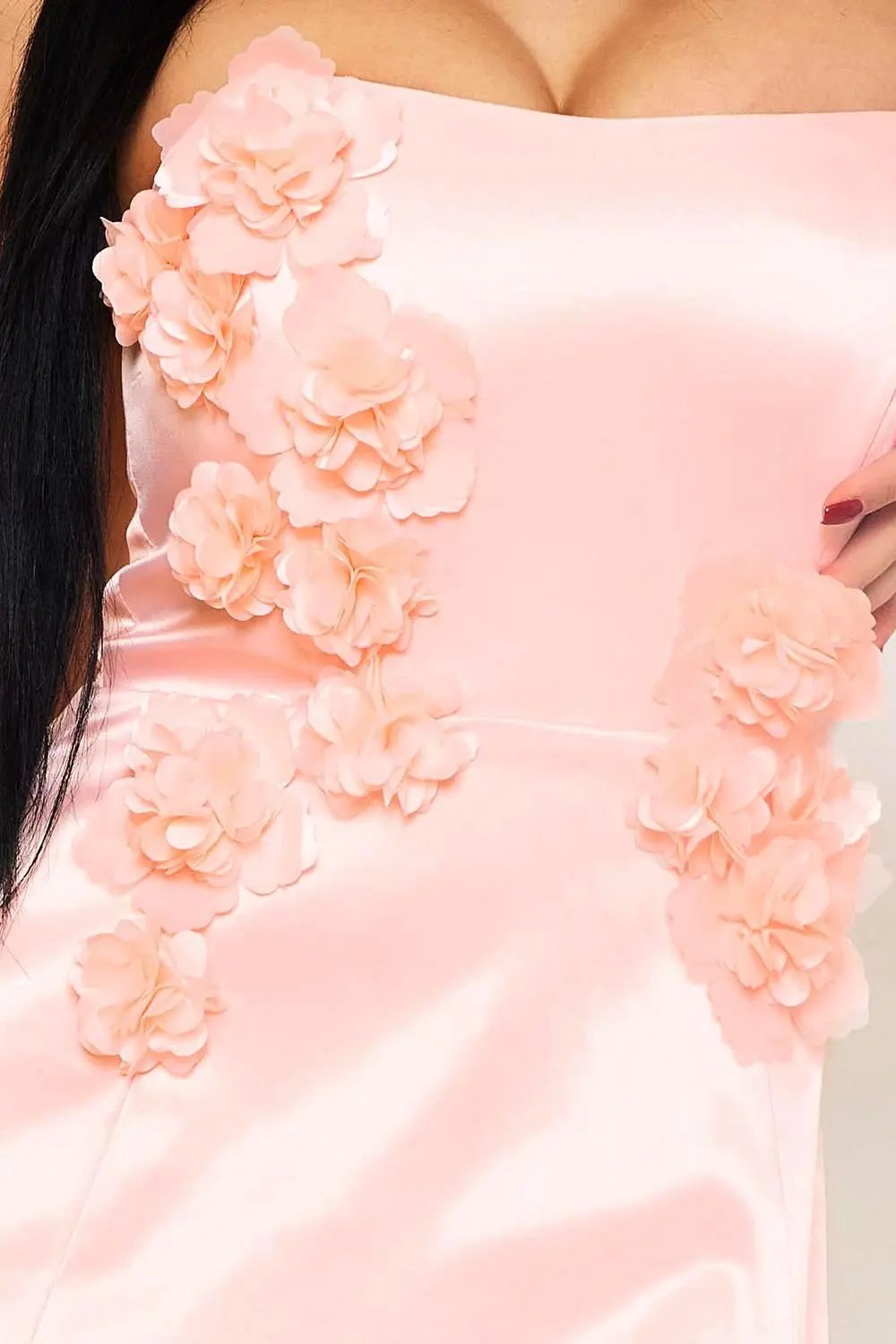 Satin Lace Mini Dress | Structured Tube Top Zipper Back BOUTINIE