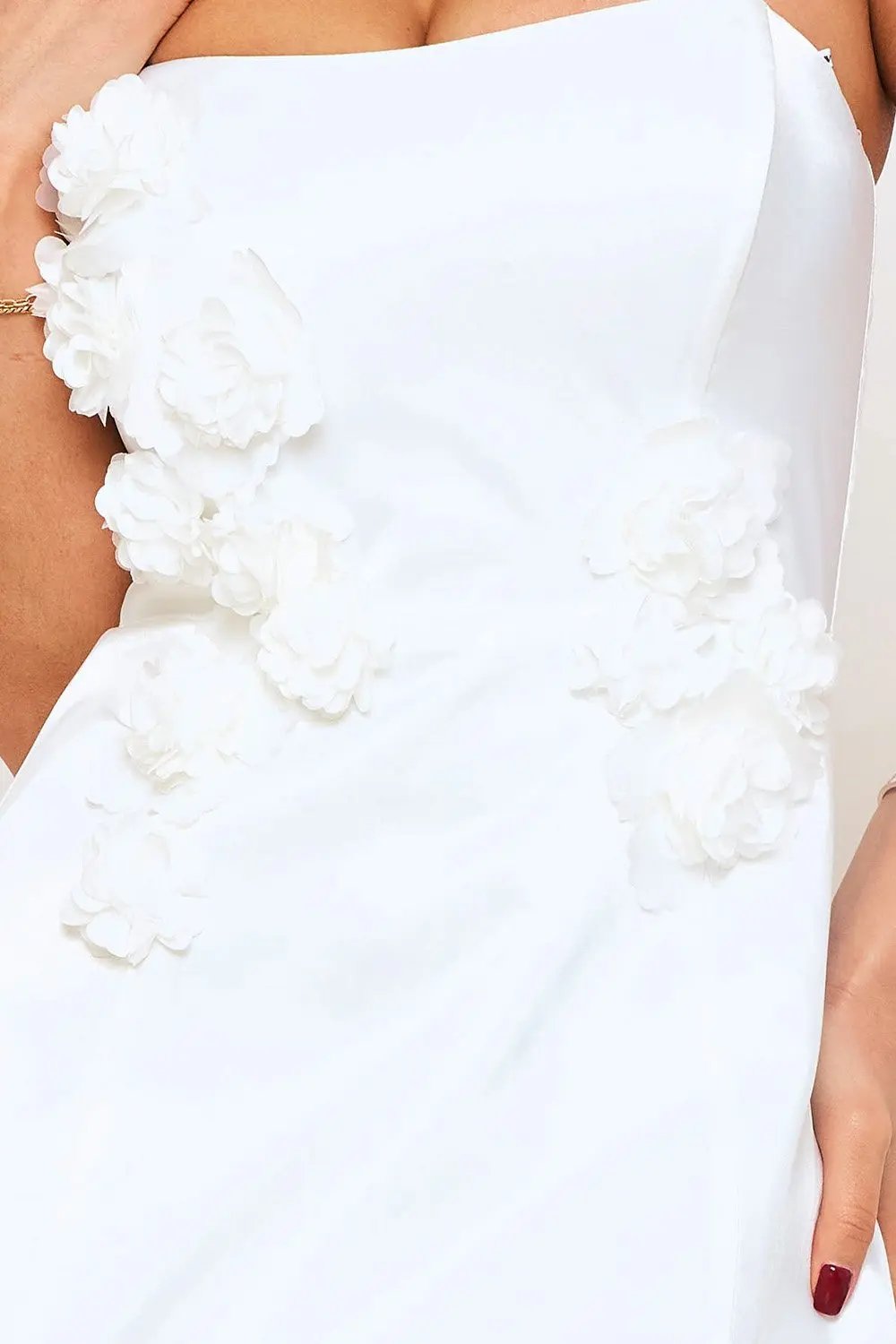 Satin Lace Mini Dress | Structured Tube Top Zipper Back BOUTINIE