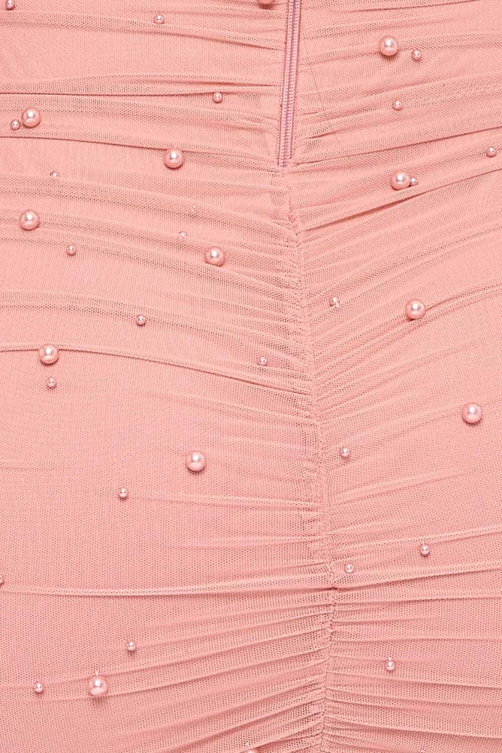 Pearl Bead Midi Dress - Elegant Pleated Mesh Power Mesh BOUTINIE