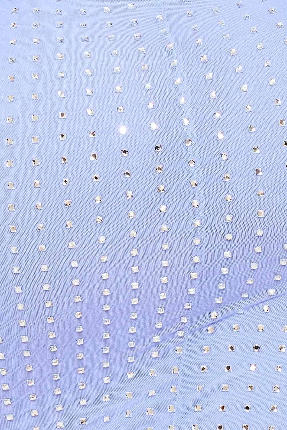 Off Shoulder Mini Dress – Power Mesh Bodycon With Rhinestone Detail BOUTINIE