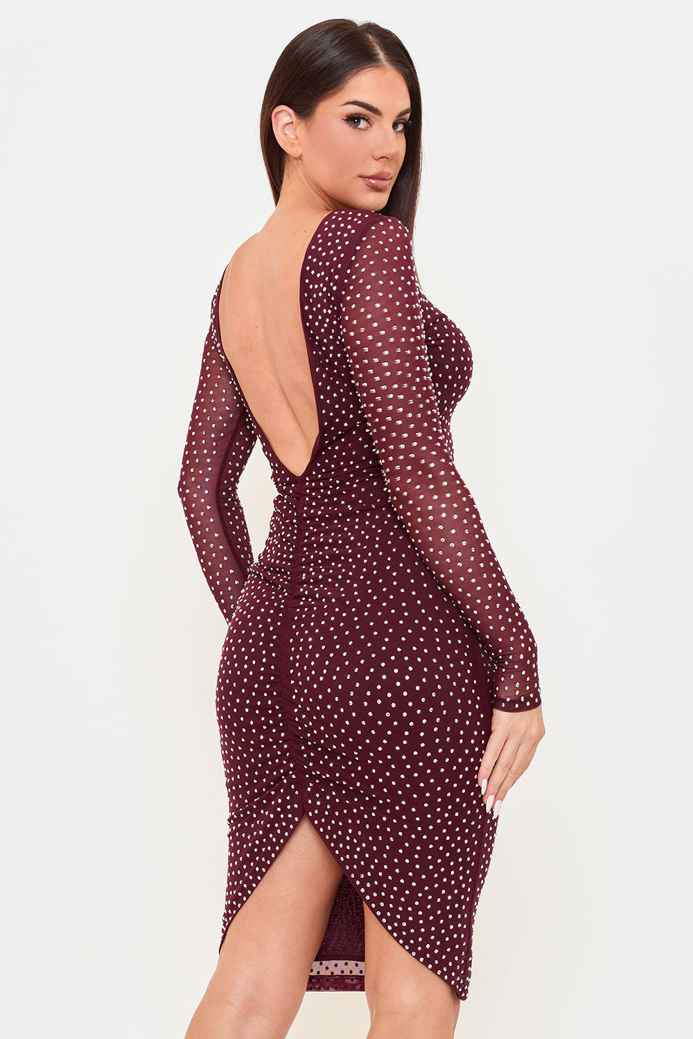 Sd1657ap - Translucent Rhinestone Midi Dress Symphony USA Wholesale