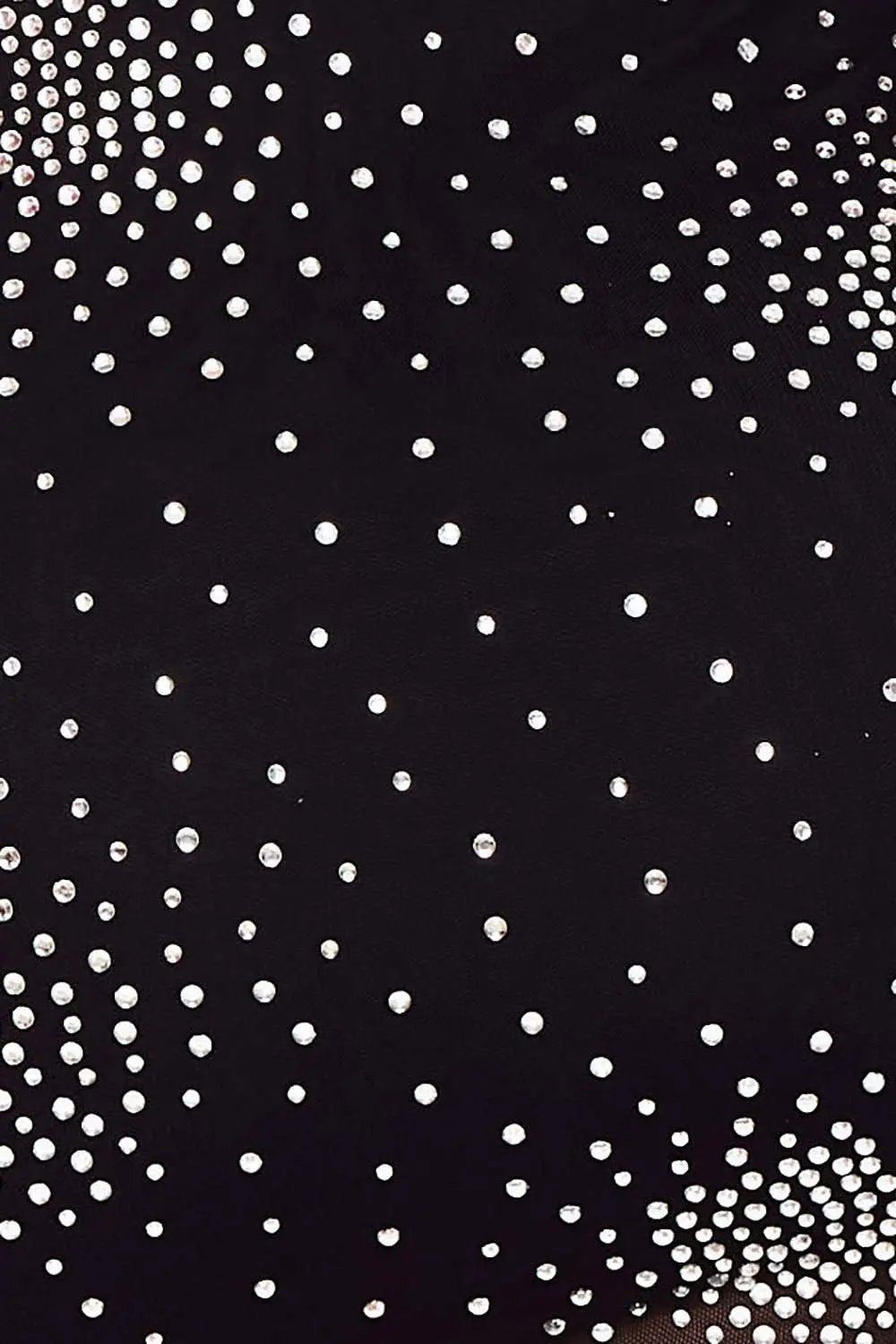 Rhinestone Mini Dress – Mesh Cowl Neckline & Double Button Closure BOUTINIE