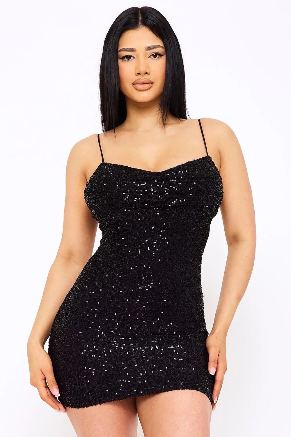 Sequin Mini Dress - Butterfly Embroidered Lace Back Bodycon BOUTINIE