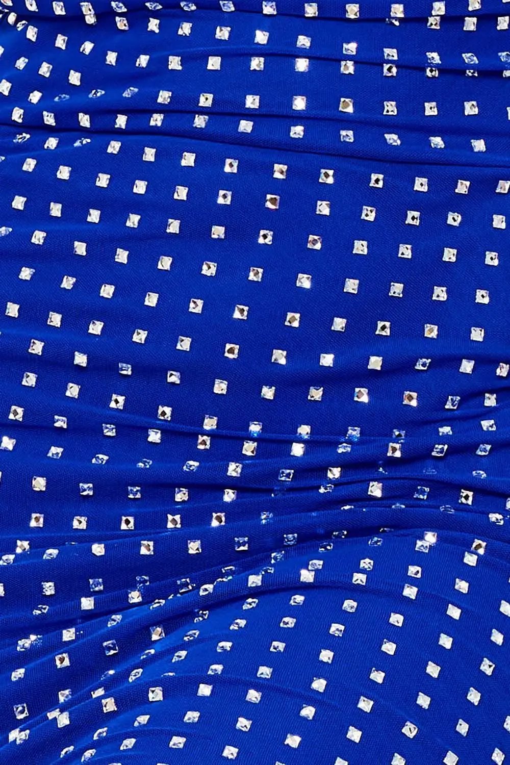 Rhinestone Mini Dress - Power Mesh Draped Front With Adjustable Strap BOUTINIE