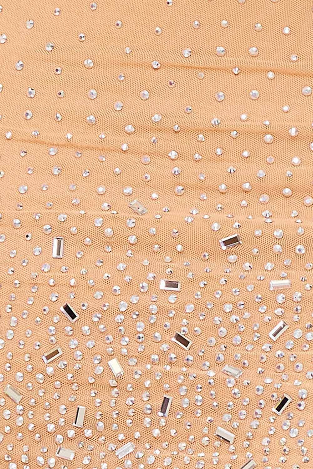 Rhinestone Mini Dress | Form Hugging Open Back Mesh Dress BOUTINIE