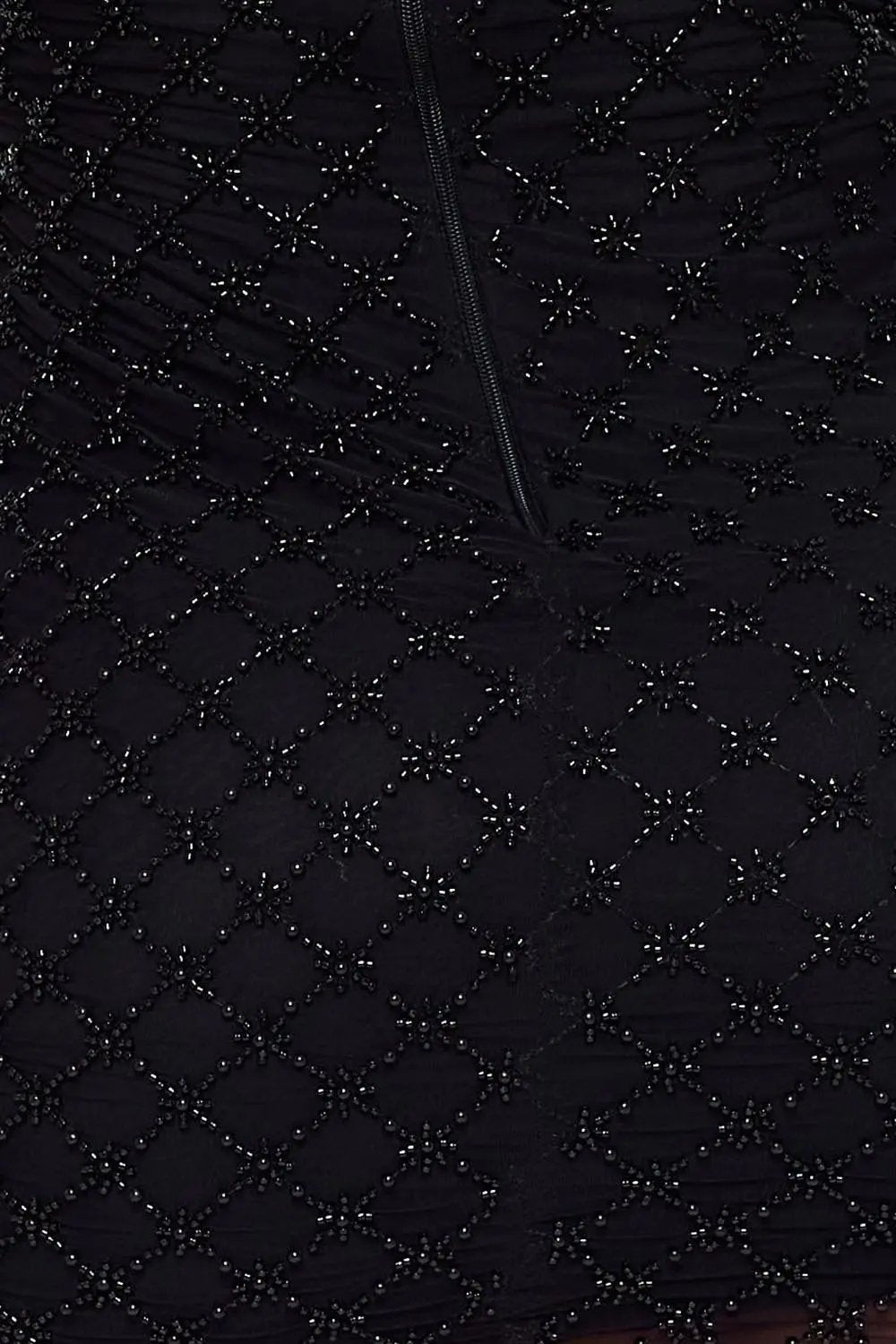 Mini Satin Dress – Diamond Pattern Beaded Bra Top With Adjustable Straps BOUTINIE