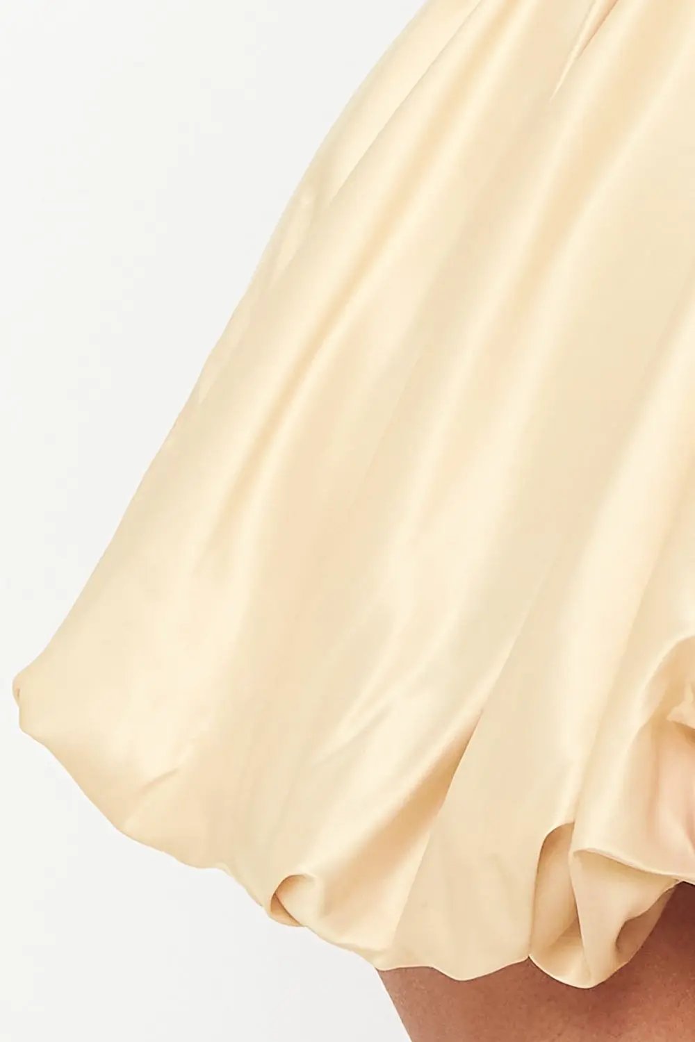 Satin Mini Dress - Off Shoulder A-Line Pleated Bubble Hem BOUTINIE
