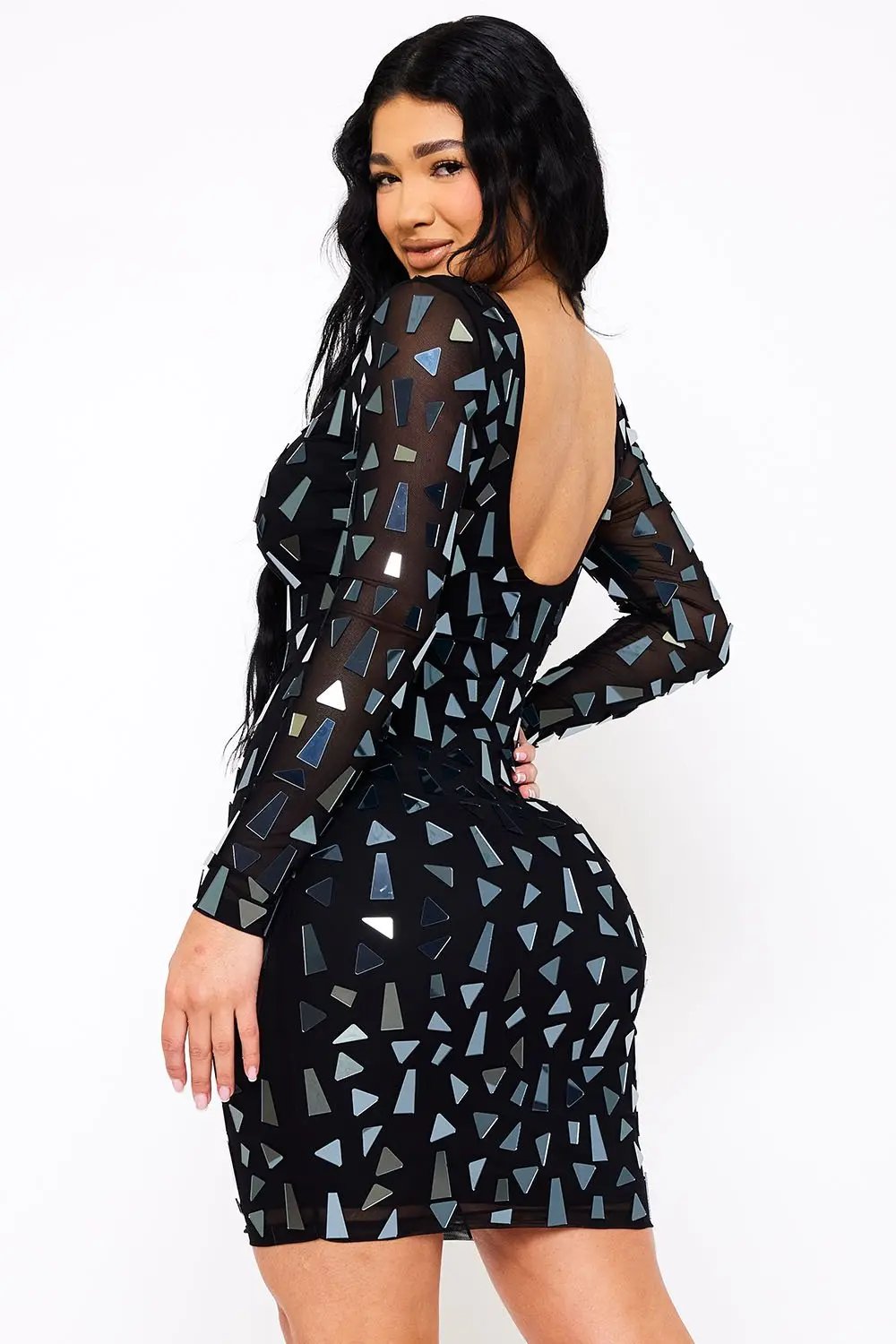 Mirror Glass Mini Dress | Low Back, Slip On, Stretch Fabric BOUTINIE