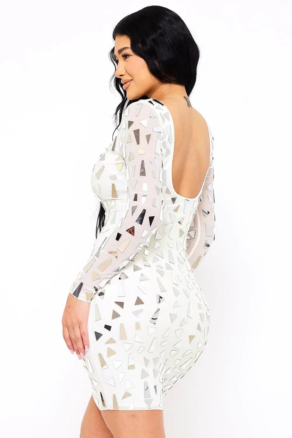 Mirror Glass Mini Dress | Low Back, Slip On, Stretch Fabric BOUTINIE