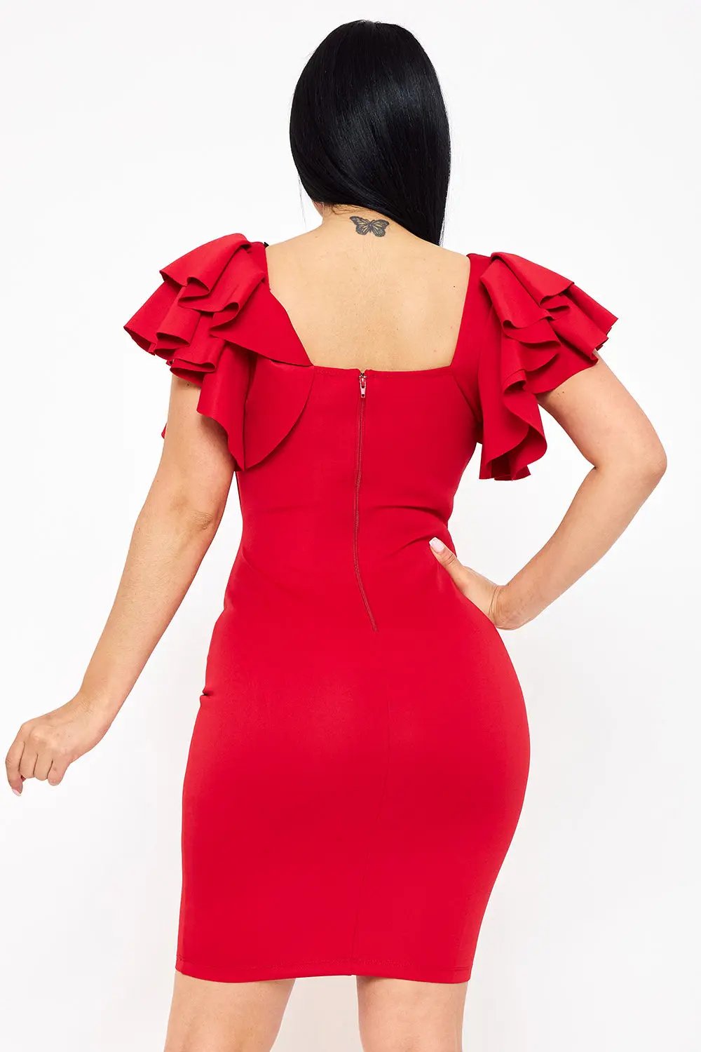 Double Layer Ruffle Short Sleeve Mini Dress Symphony USA Wholesale