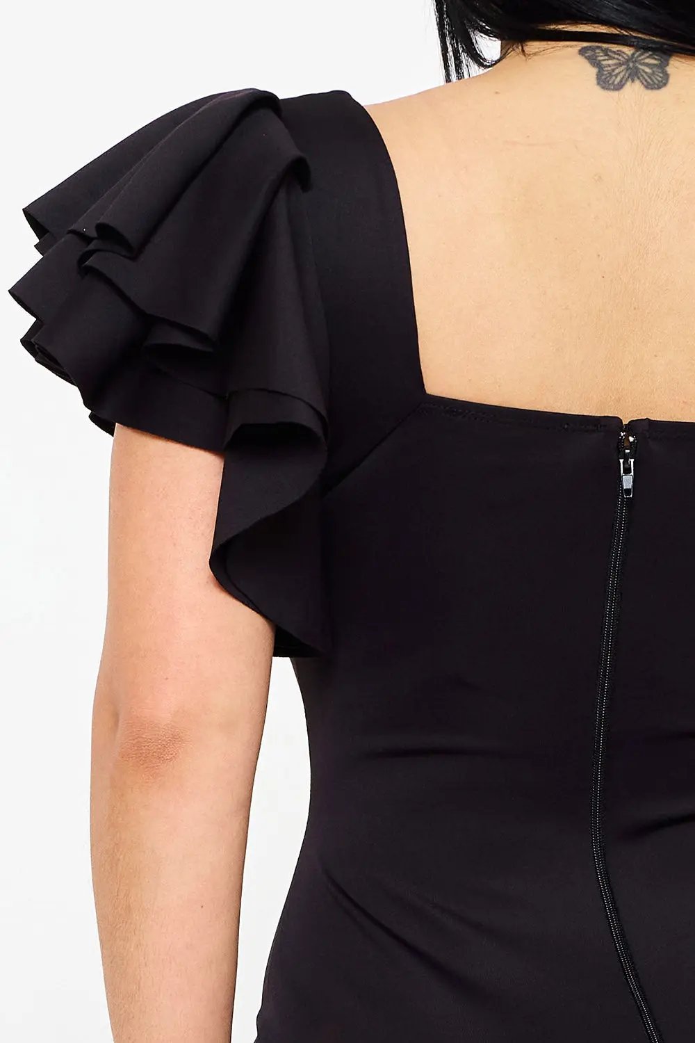 Double Layer Ruffle Short Sleeve Mini Dress Symphony USA Wholesale