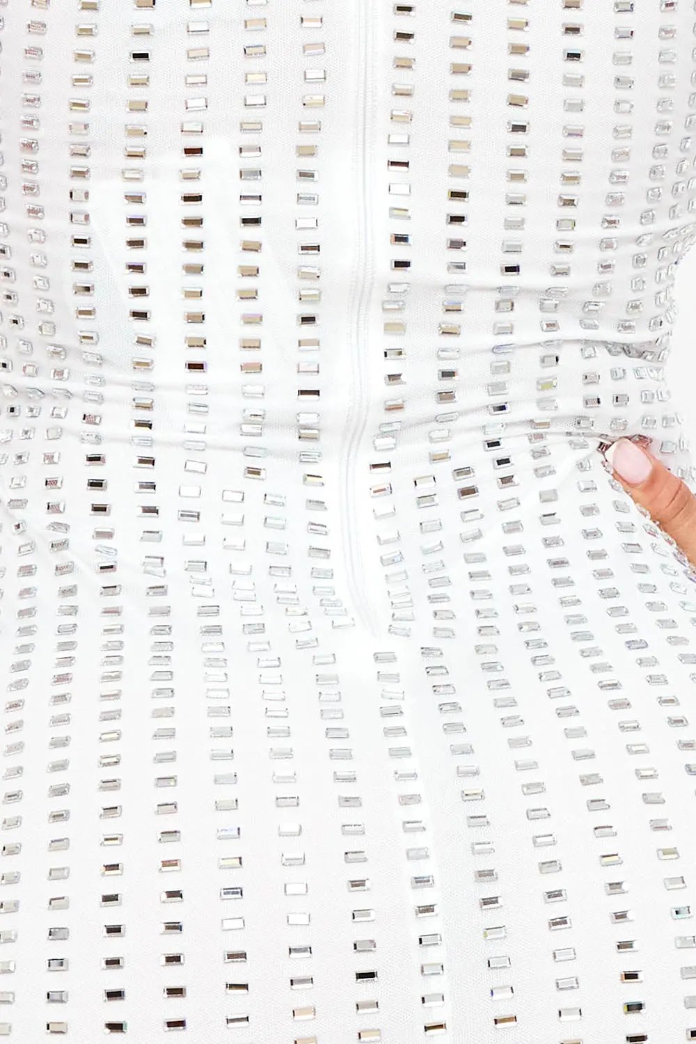 Mesh Mini Dress – Power Mesh Rhinestone Sheer Panel Turtleneck BOUTINIE