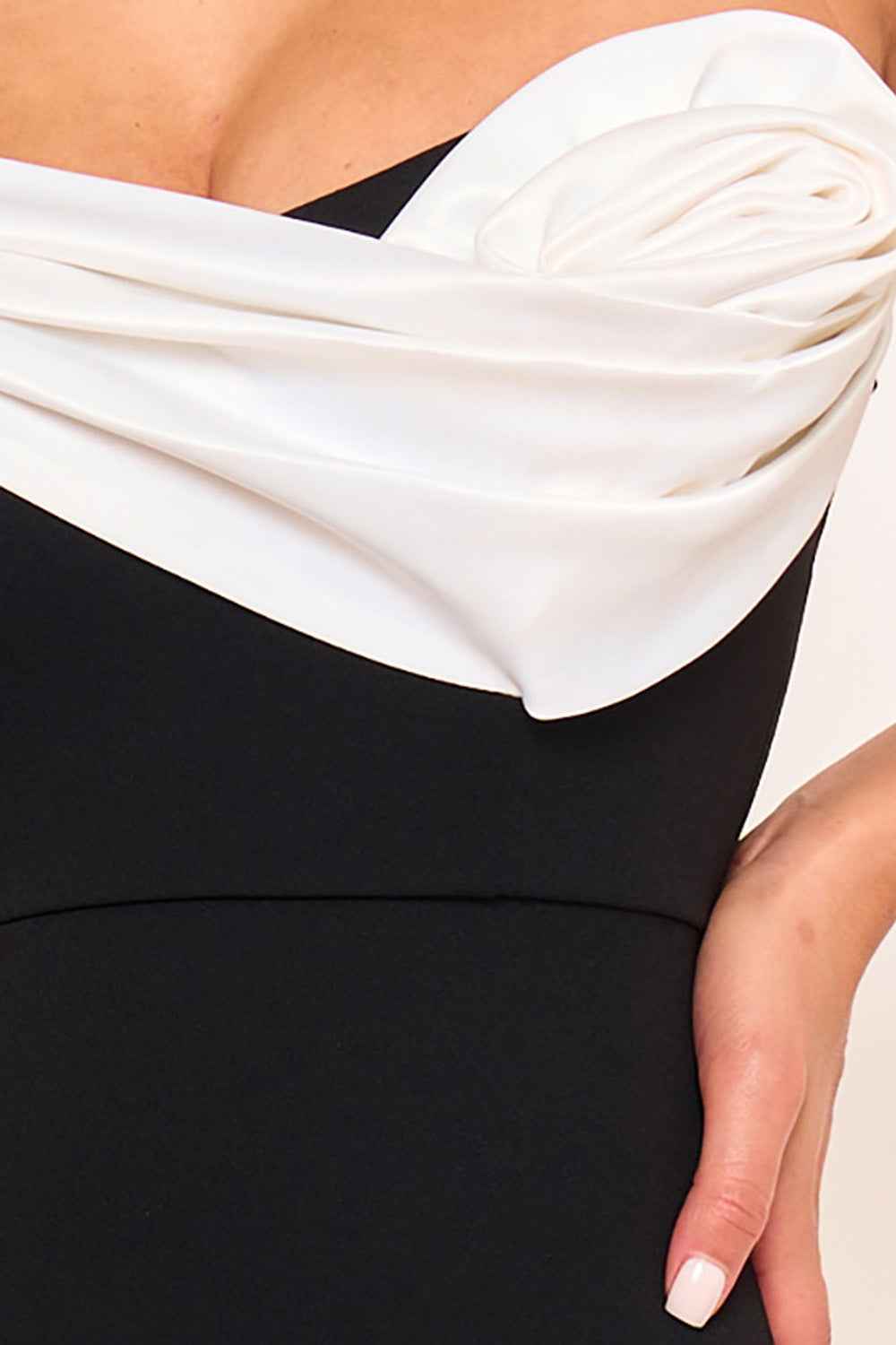 Satin Rose Off The Shoulder Plus Size Mini Dress