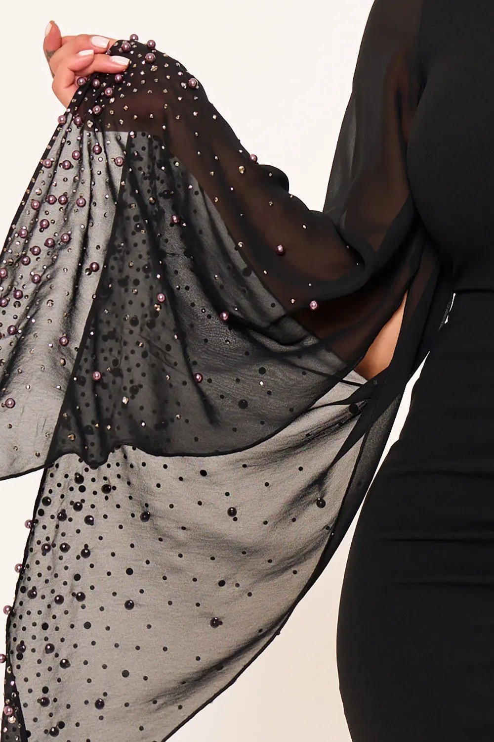 One Sleeve Mini Dress - Beaded Mesh Draped Cocktail Dress BOUTINIE