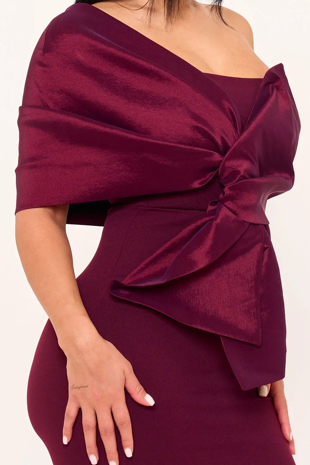 One Shoulder Mini Dress - Twist Tie Front Pleated Detail BOUTINIE