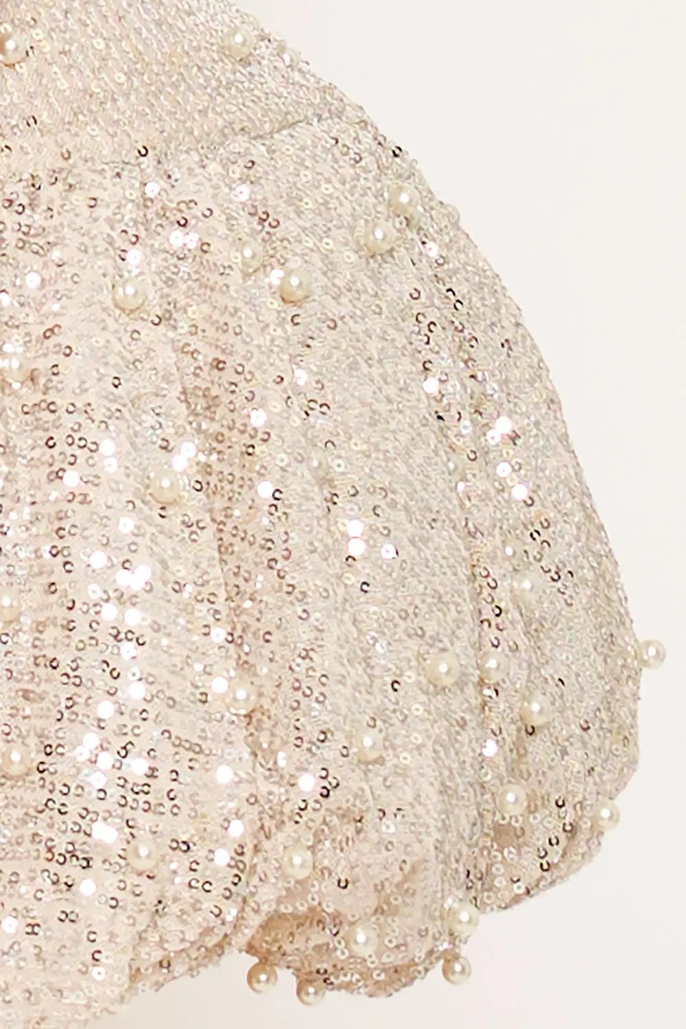 Pearl Beaded Mini Dress - Balloon Bottom Party Dress With Adjustable Strap BOUTINIE