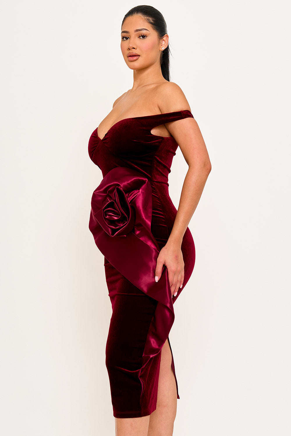 Sd2030jp - Two Tone Contrast Flower Midi Dress Symphony USA Wholesale