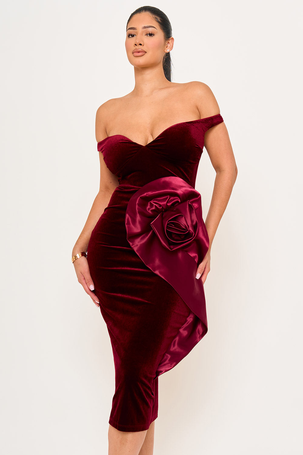 Sd2030jp - Two Tone Contrast Flower Midi Dress Symphony USA Wholesale