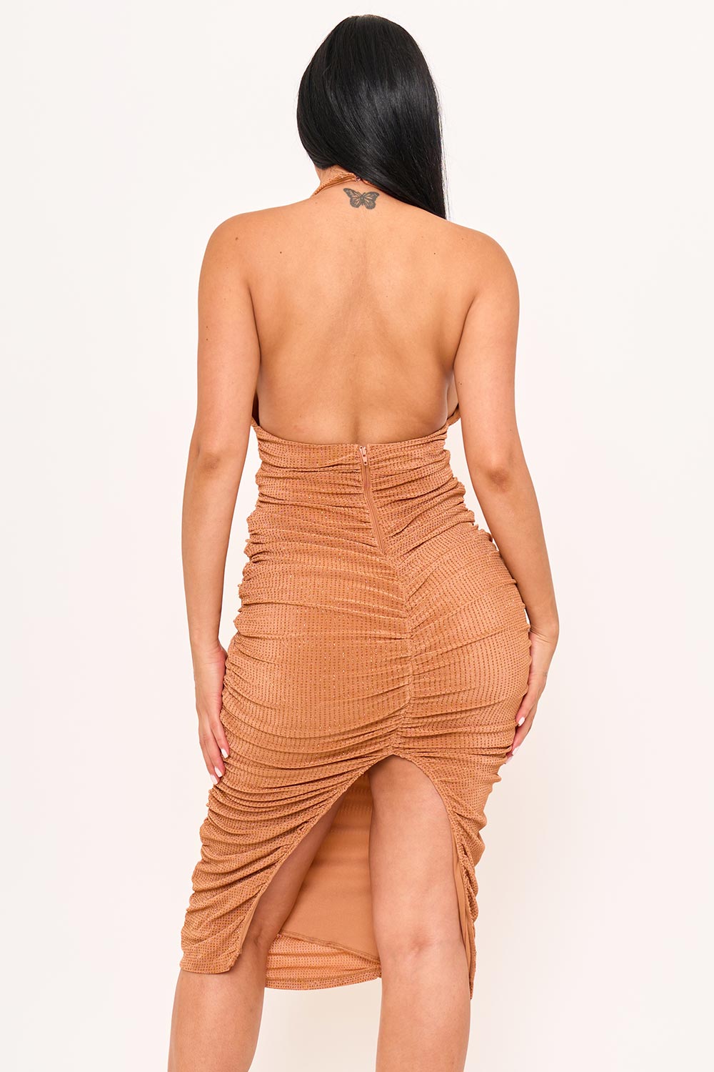 Sd2034jp - Glitter Halter Neck Midi Dress Symphony USA Wholesale