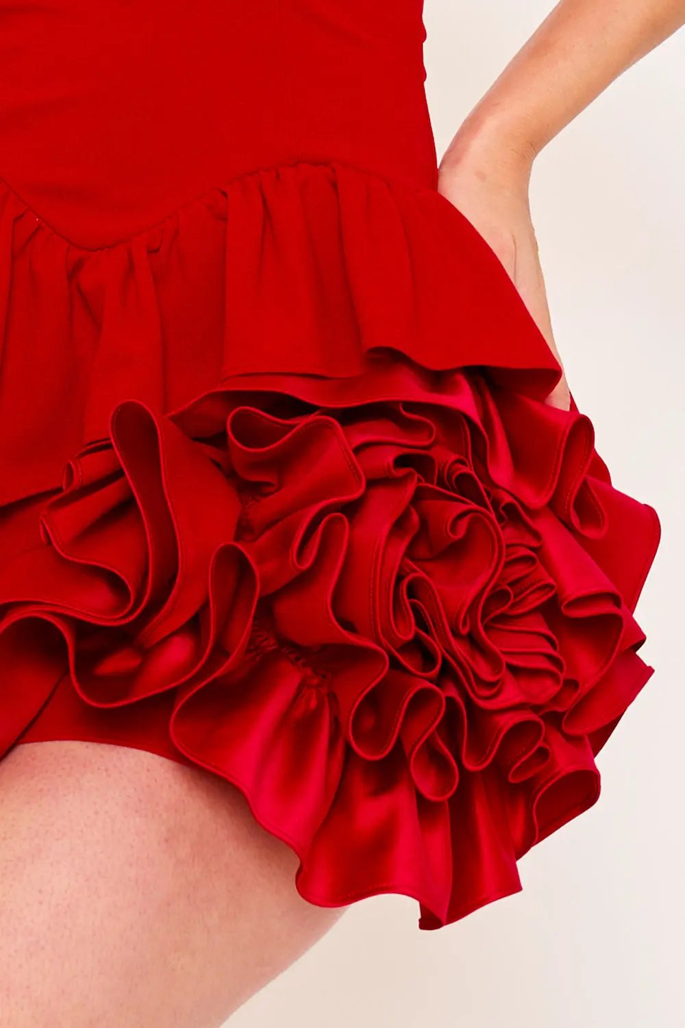 Ruffle Mini Dress – Layered Party Wear With Sweetheart Neckline BOUTINIE