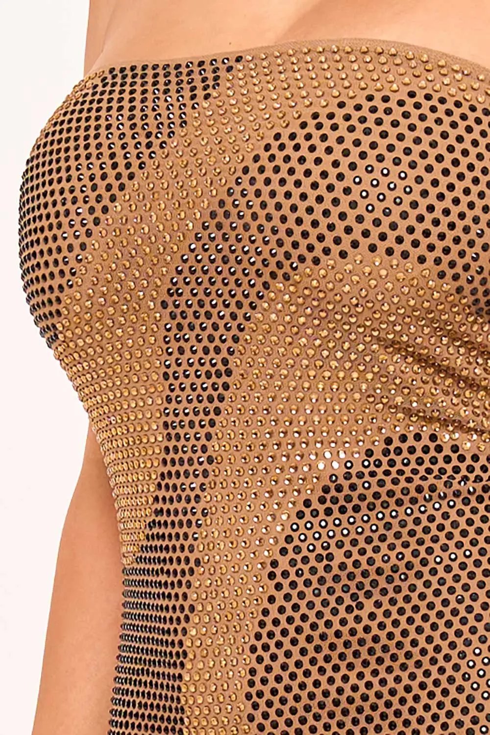 Rhinestone Tube Top Dress – Swirl Patterned Mini With Zipper & Hook Closure BOUTINIE