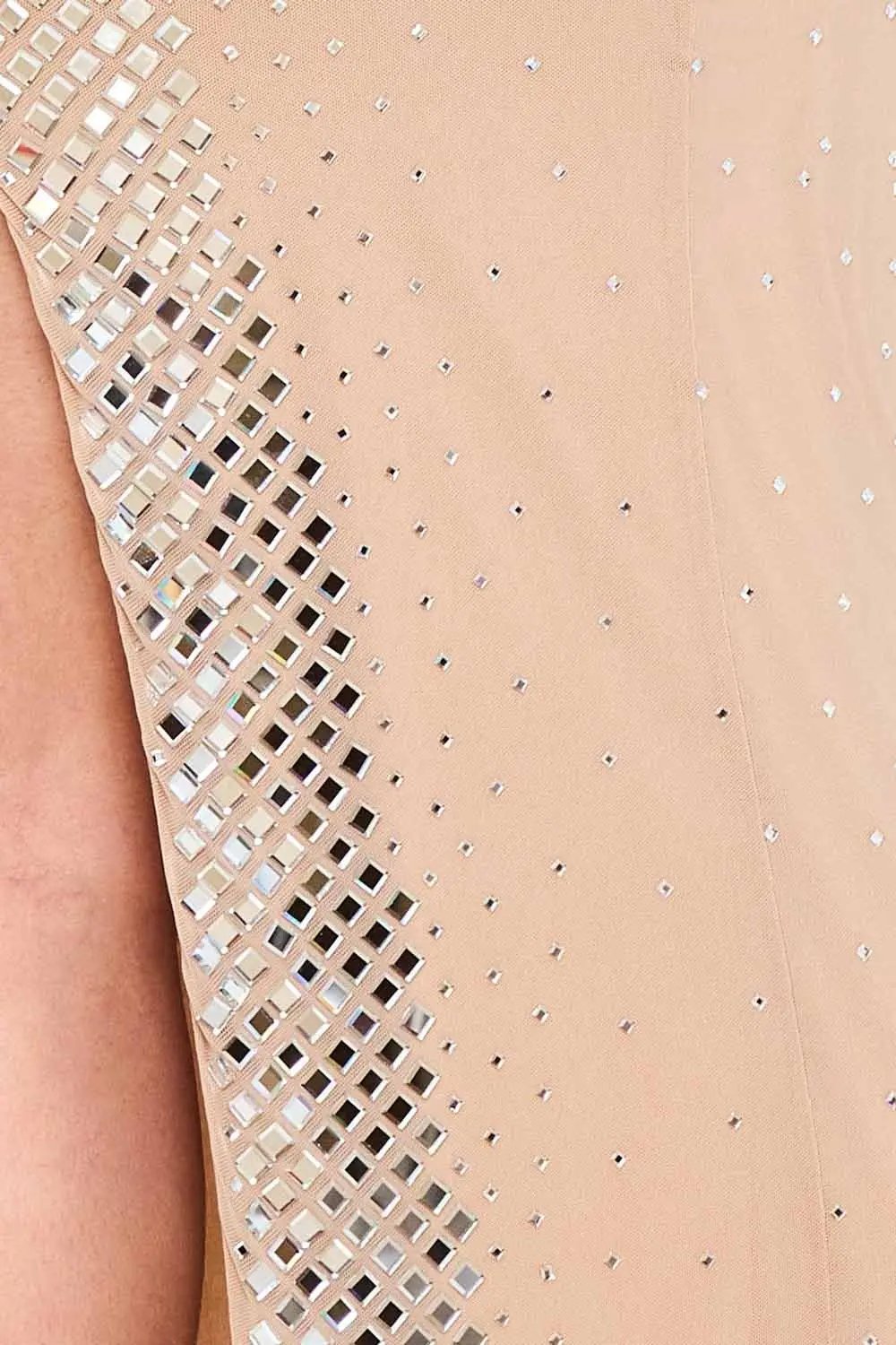 Rhinestone Maxi Dress - Adjustable Strap Evening Gown With Slit BOUTINIE