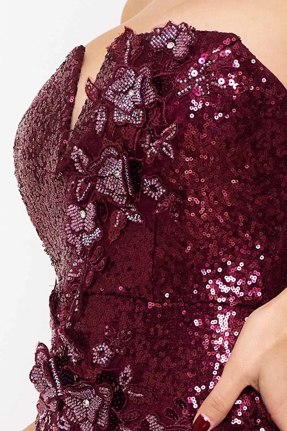 Sequin Mesh Maxi Dress – Elegant Evening Gown With Side Slit BOUTINIE