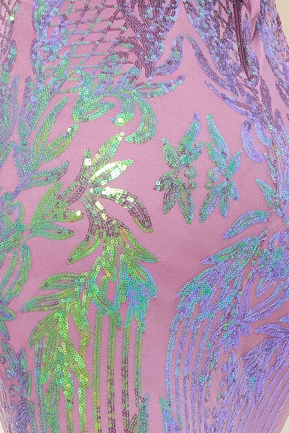 Mermaid Maxi Dress – Sequin Mesh Floral Evening Gown With Tie Back BOUTINIE