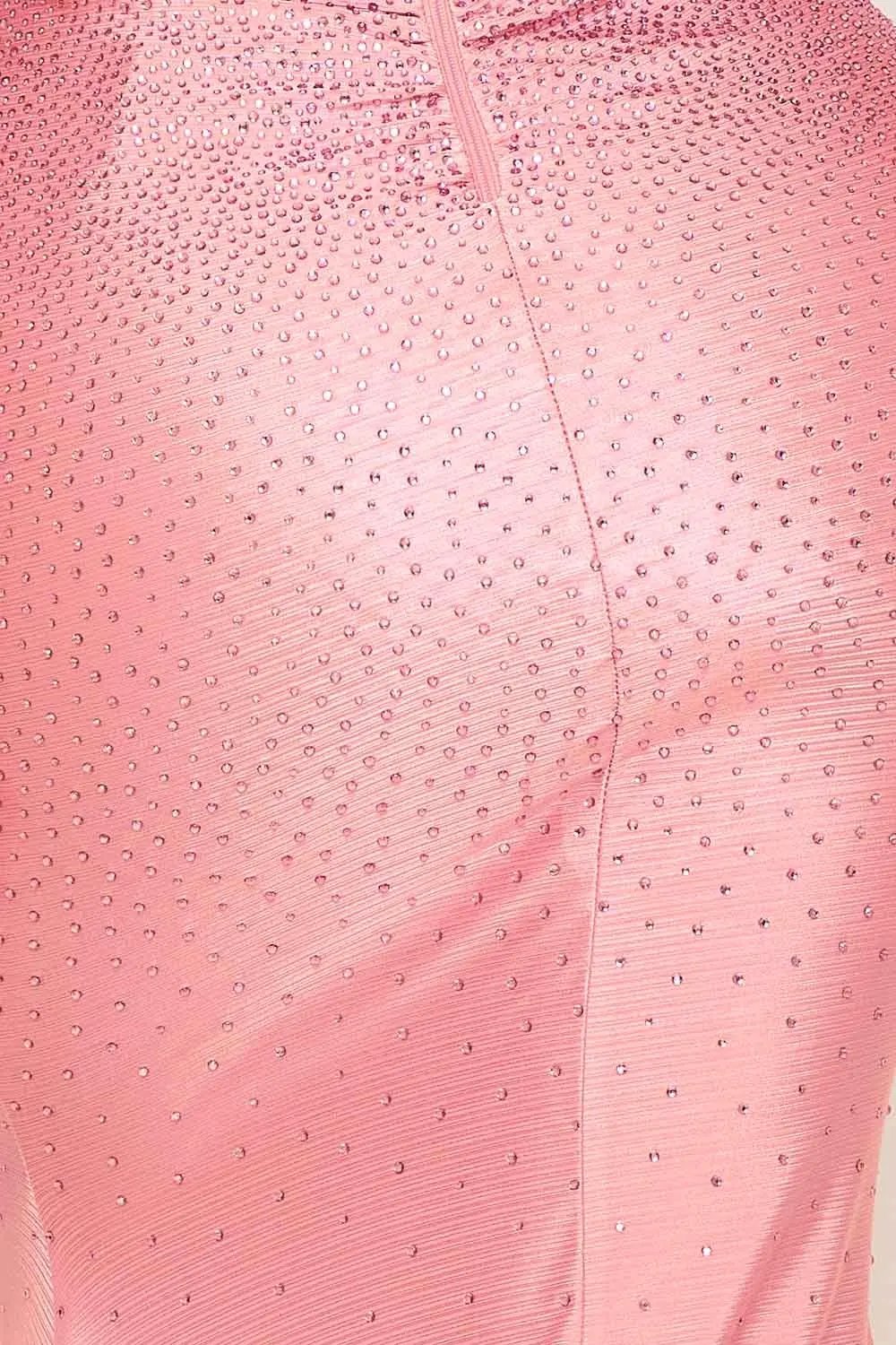 Mermaid Maxi Dress - Rhinestone Rib Fabric Gown With Criss Cross Straps BOUTINIE