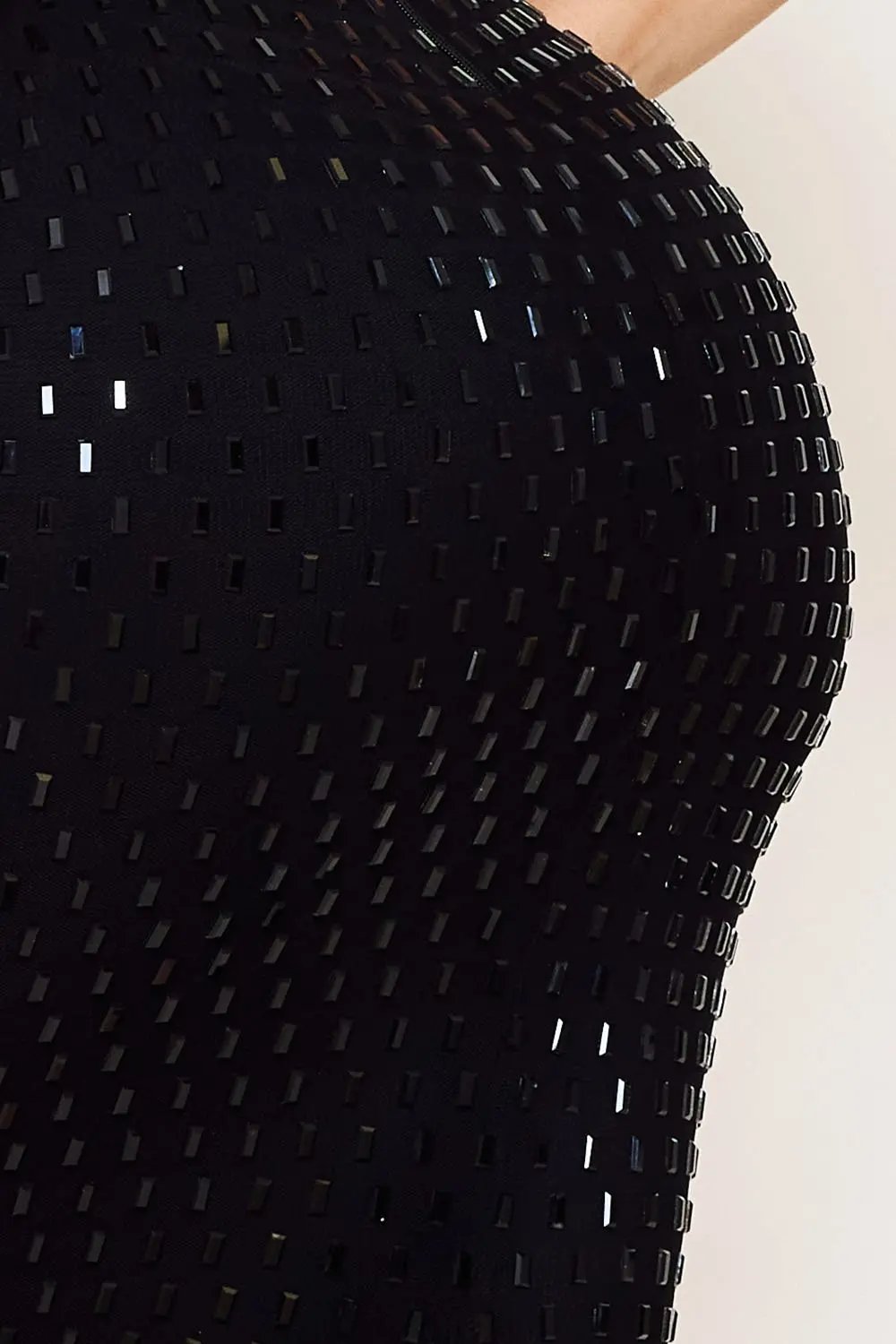 Rhinestone Maxi Dress | Power Mesh Tube Top Gown With Slit BOUTINIE