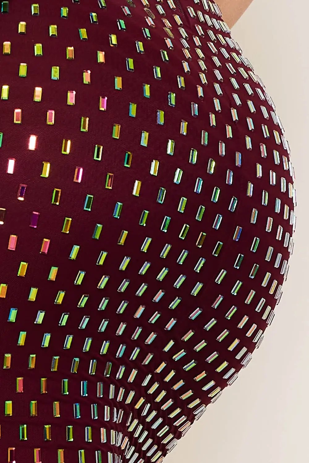 Rhinestone Maxi Dress | Power Mesh Tube Top Gown With Slit BOUTINIE