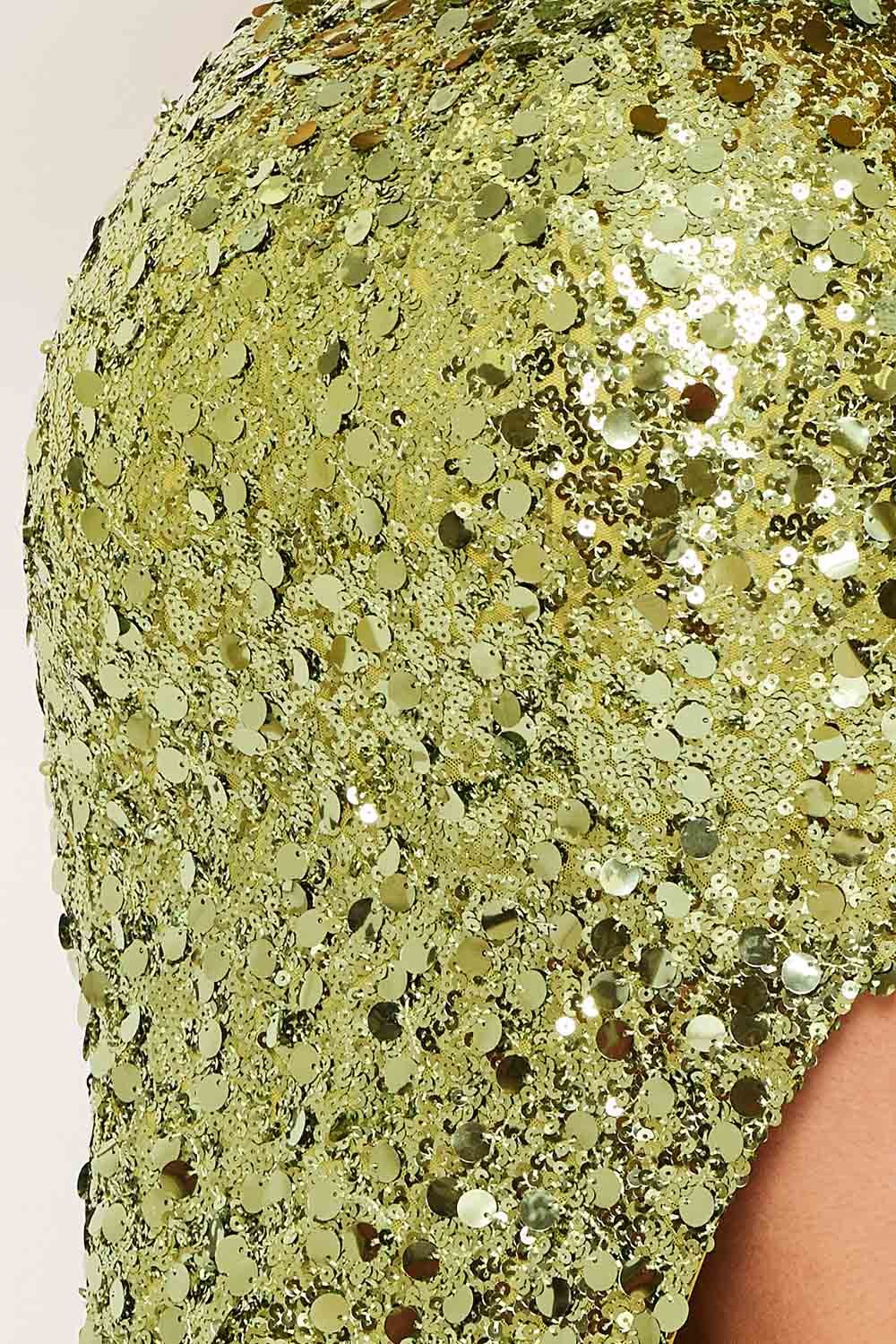 Sequin Maxi Dress – One Shoulder Evening Gown With Zipper BOUTINIE