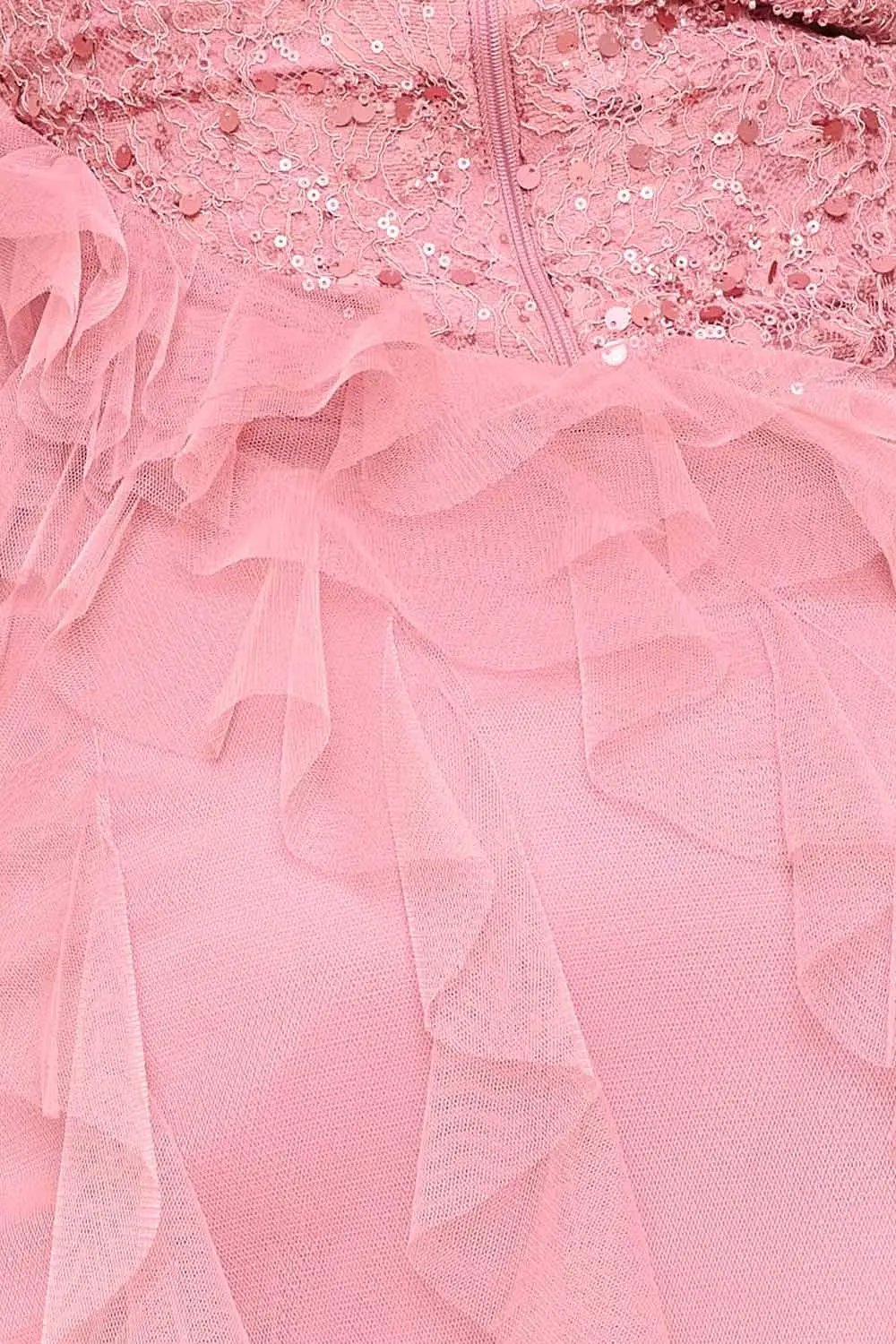 Sequin Mesh Maxi Dress - Strapless Sweetheart Neckline Evening Gown BOUTINIE