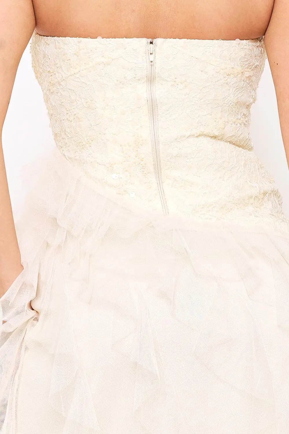 Sequin Mesh Maxi Dress - Strapless Sweetheart Neckline Evening Gown BOUTINIE