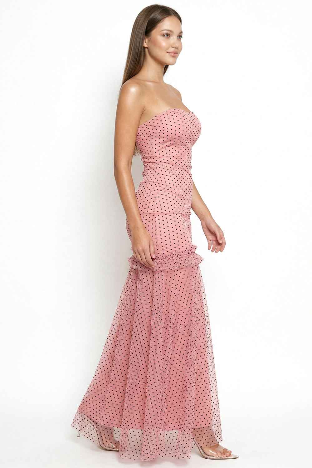 Polka Dot Mesh Mermaid Prom Dress