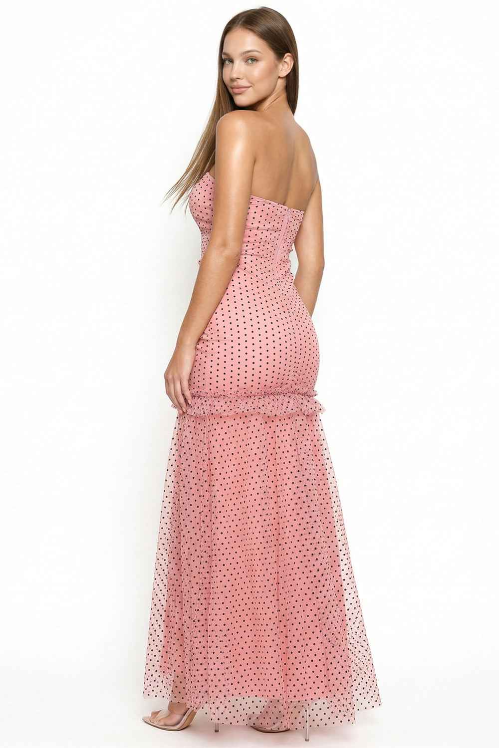 Polka Dot Mesh Mermaid Prom Dress