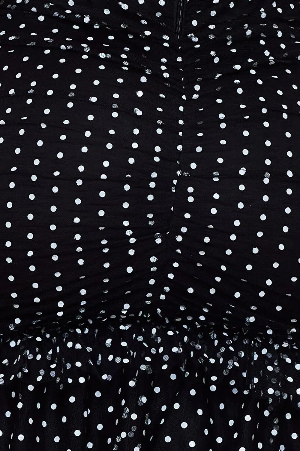 Polka Dot Maxi Dress – Mermaid Mesh Gown With Ruffle Hem BOUTINIE