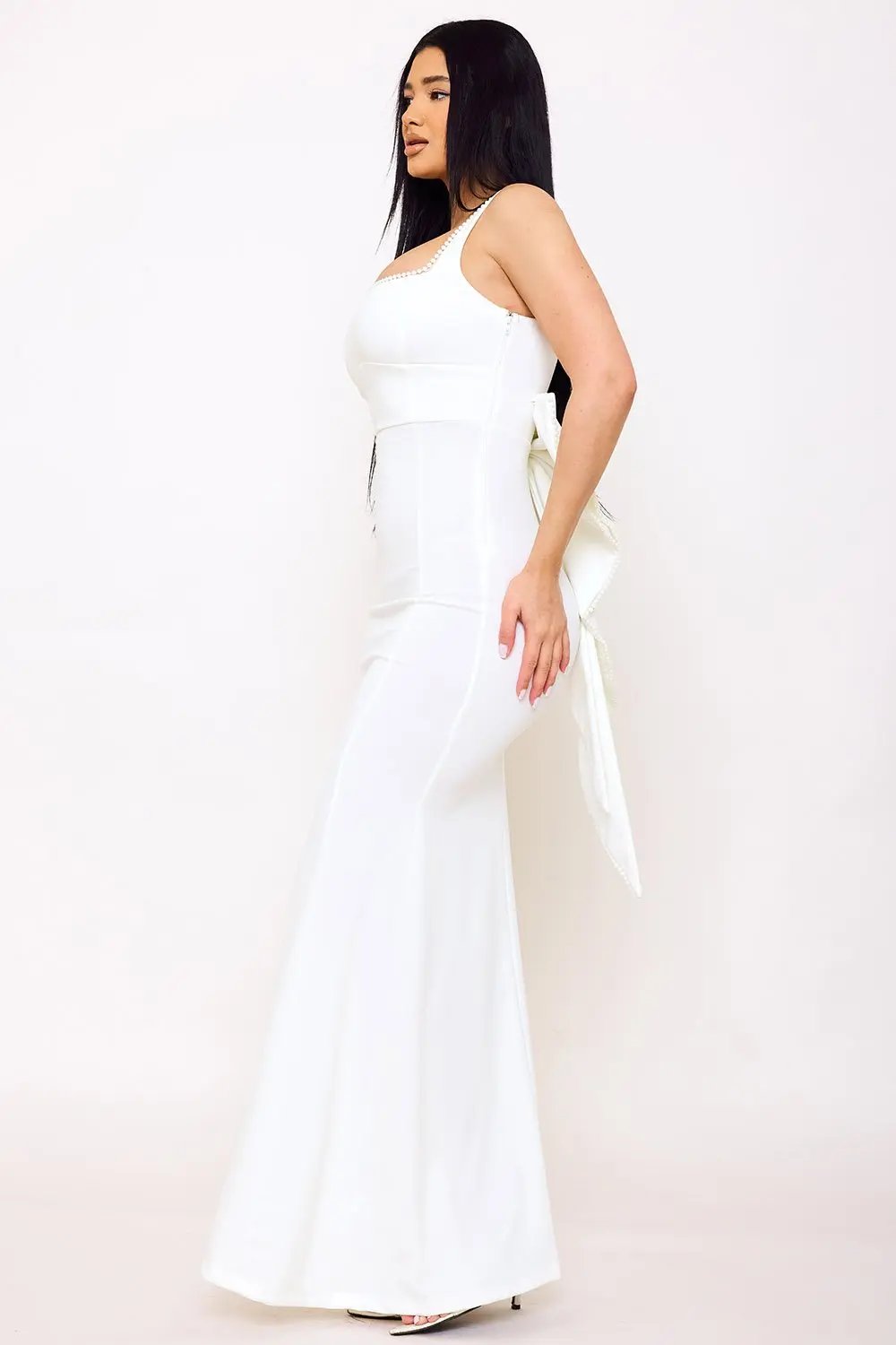 Maxi Dress Floor Length | Square Neck | Large Bow Accent BOUTINIE