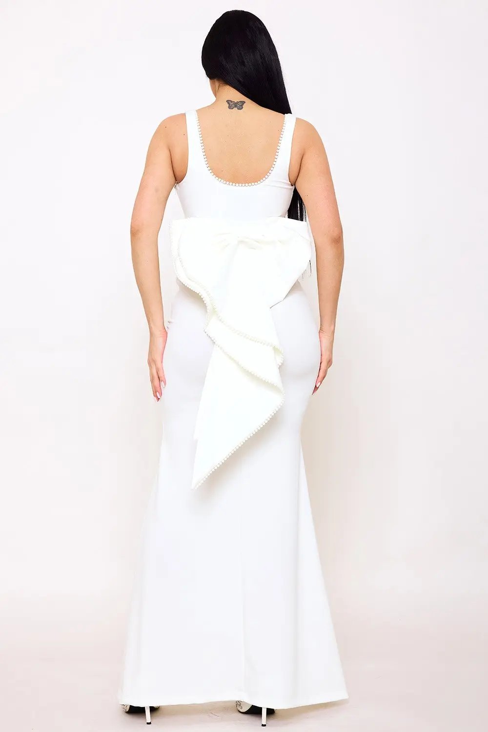 Maxi Dress Floor Length | Square Neck | Large Bow Accent BOUTINIE