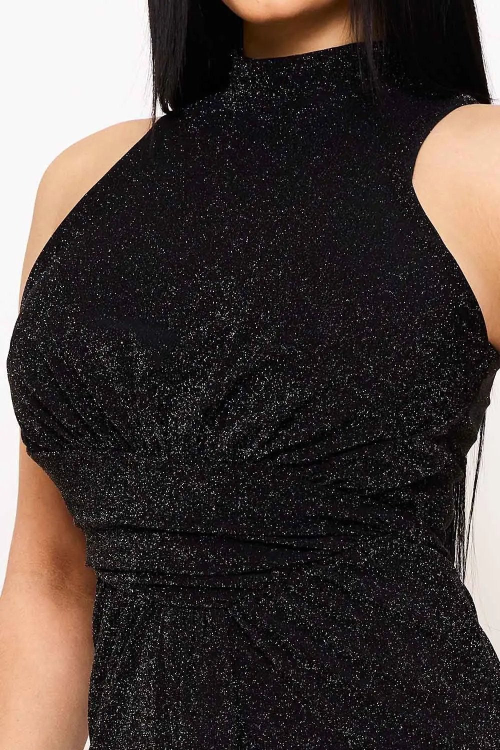 Metallic Knit Maxi Dress | Glitter Evening Gown, Sleeveless BOUTINIE