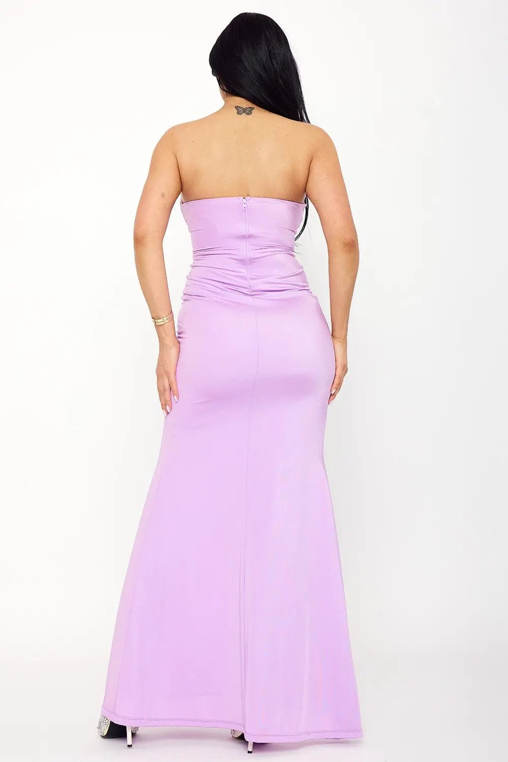 Tube Top Maxi Dress - Heavy Shakira Fabric With Corset Style & Side Slit BOUTINIE