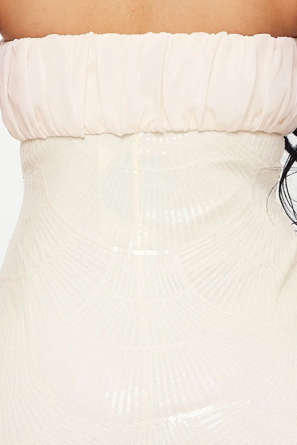 Sequin Mesh Maxi Dress - Mermaid Silhouette Gown With Beaded Tube Top BOUTINIE