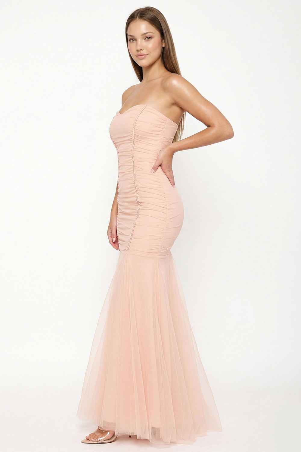Overlay Mesh Mermaid Prom Dress