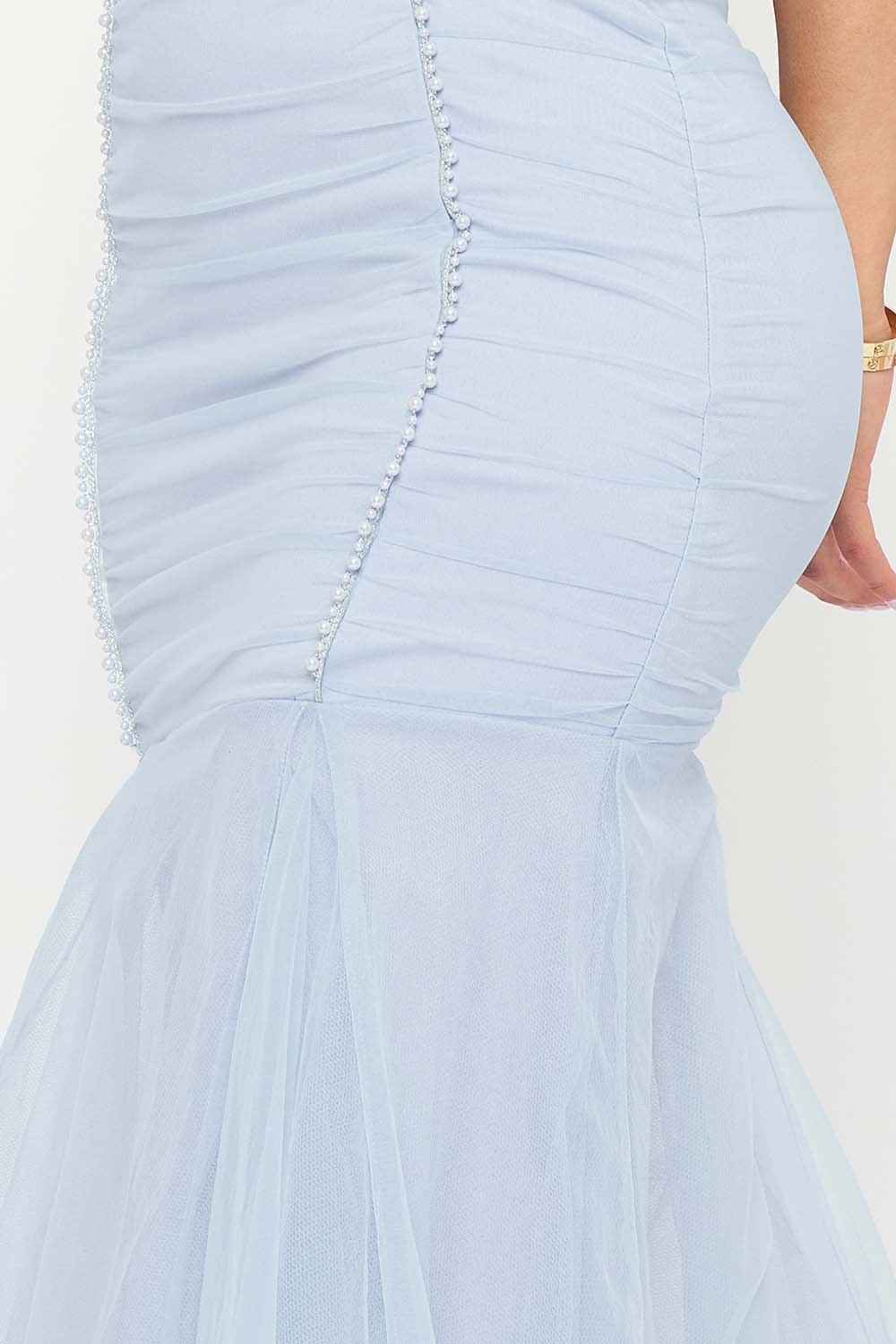 Overlay Mesh Mermaid Prom Dress